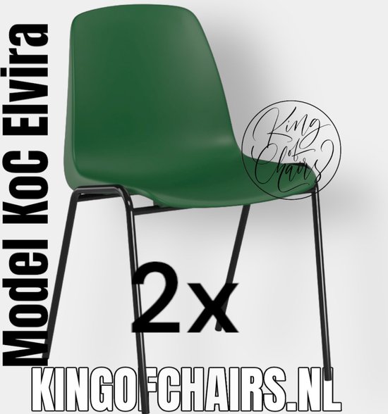 King of Chairs -set van 2- model KoC Elvira groen met zwart onderstel. Kantinestoel stapelstoel kuipstoel vergaderstoel tuinstoel kantine stoel stapel kantinestoelen stapelstoelen kuipstoelen stapelbare keukenstoel Helene eetkamerstoel