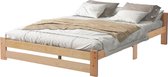 Merax Houten Tweepersoonsbed 140x200 - Stevig & Comfortabel Bed - Naturel
