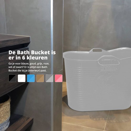 FlinQ Bath Bucket - Mobiele Badkuip voor in de Douche - Zitbad voor Volwassenen - Ook als Ijsbad / Ice Bath - Dompelbad voor Wim Hof Methode - Grijs - 185L - FlinQ