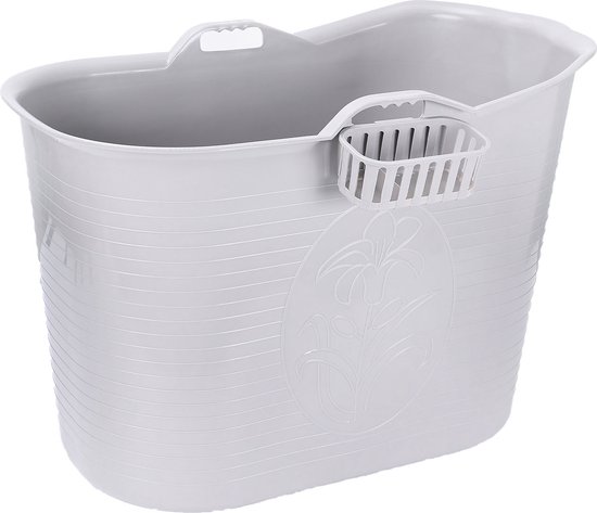 FlinQ Bath Bucket - Mobiele Badkuip voor in de Douche - Zitbad voor Volwassenen - Ook als Ijsbad / Ice Bath - Dompelbad voor Wim Hof Methode - Grijs - 185L