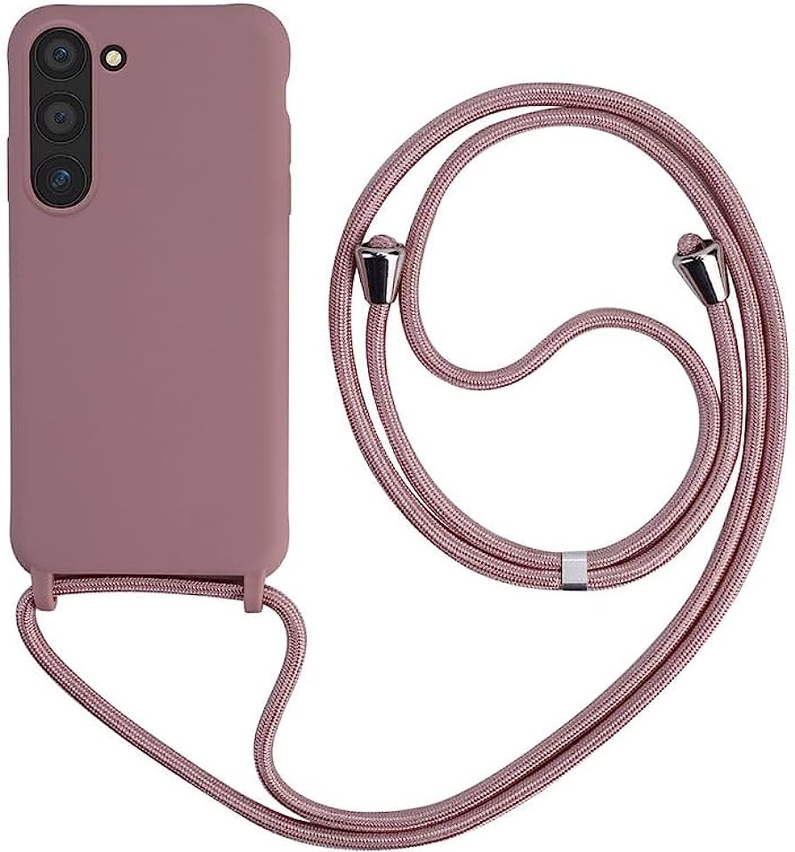 Siliconen Backcover met Koord - Geschikt voor Samsung Galaxy S23 Plus - Oudroze
