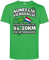 T-shirt Vierdaagse 4x 30 km | Vierdaagse shirt | Wandelvierdaagse Nijmegen | Roze woensdag | Groen | maat M