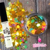 GetGlitterBaby® - Biologische / Biologisch afbreekbare Gouden Chunky Festival Glitters voor Lichaam en Gezicht Jewels / Biodegradable Face Body Glittergel - Goud en Glitter Gel HuidLijm
