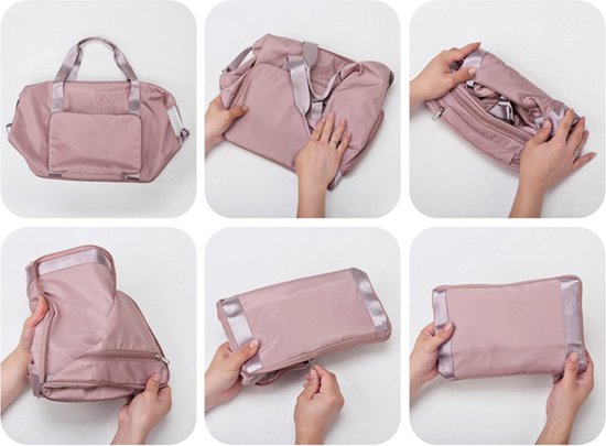 Sac de voyage pliable pour bagage à Bagage à main - Pliable jusqu'à 28 x 18 cm - Rose