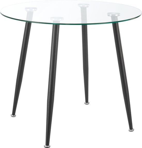 Glazen tafel Humppila rond 75x80 cm zwart en transparant