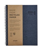 Brepols Agenda 2024 • Ecotiming • Gerecycleerd papier • Wire-O spiraal • 17,1 x 22 cm • Blauw