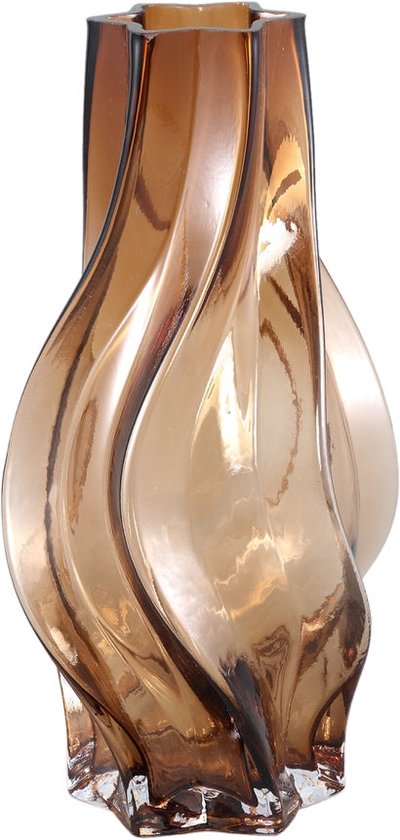 PTMD Florence Vaas - 17x17x32 cm - Glas - Bruin