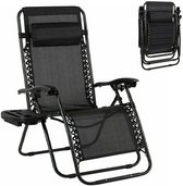 HS - Loungestoelen - Vouwbaar lounge stoel - Strand en camping - Comfortabel - Zwart
