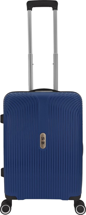 SB Travelbags Handbagage koffer 55cm 4 dubbele wielen trolley - Blauw - TSA  slot | bol