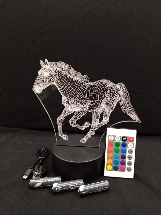 Nachtlamp 'Rennend Paard' - LED lamp - 3D Illusion - 7 kleuren en 4 effecten van Lumiasfer — afbeelding 2