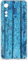 Backcase Siliconen Hoesje OPPO A78 | A58 Telefoonhoesje Wood Blue