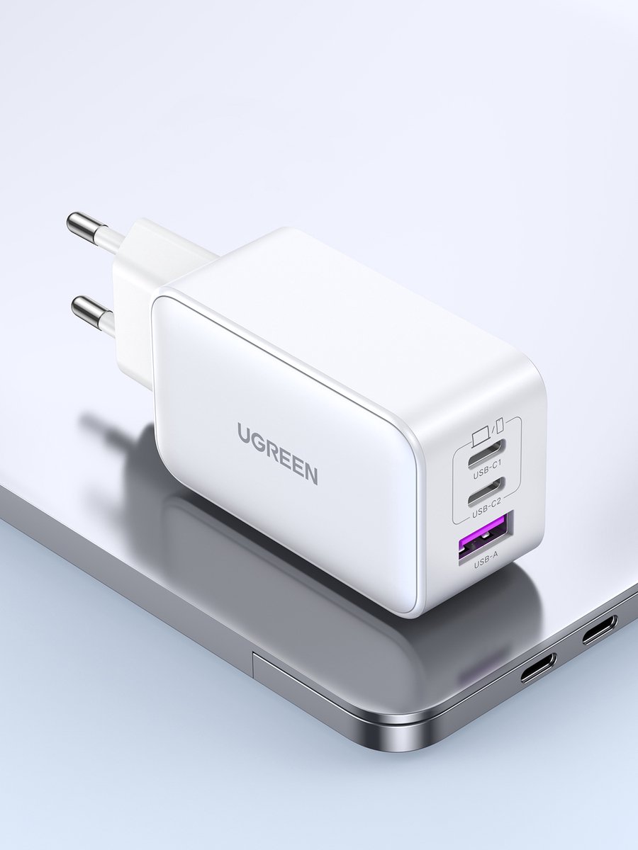 UGREEN Nexode 65W - Chargeur Rapide GaN - Wit - Chargeur USB-C - Chargeur  USB C 3 Port