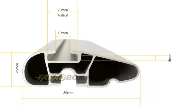 Galeries de toit sur mesure pour Hyundai i20 Active à partir de 2015 barres de toit ouvertes - Aluminium - Capacité de charge élevée 100kg - Wingbar Argent - Merk Farad