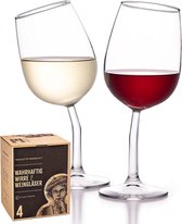 wijnglazen set (4 stuks) - wijnglas grappig handgebogen in DE - grappige wijnglazen als wijncadeau voor vrouwen en mannen