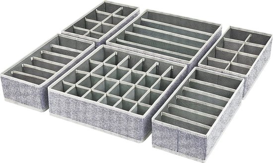 Set de 6 organiseurs de tiroirs Boîte de rangement pliable Organisateur de tiroir en Tissus Organisateur de placard pour Sous-vêtements, Bras, Chaussettes, Cravattes, Foulards, armoire