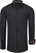 Cappuccino Italia - Heren Overhemden Regular Fit Overhemd Black - Zwart - Maat L