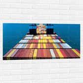Muursticker - Stapels Containers op Vrachtschip op het Water - 100x50 cm Foto op Muursticker