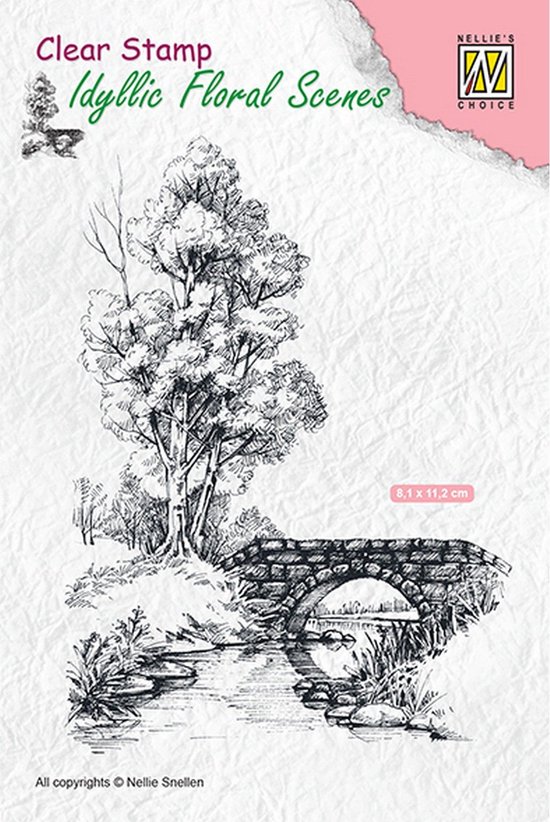 Foto: Ifs011 nellie snellen clearstamp idyllic floral scenes stempel landschap brug water achtergrond