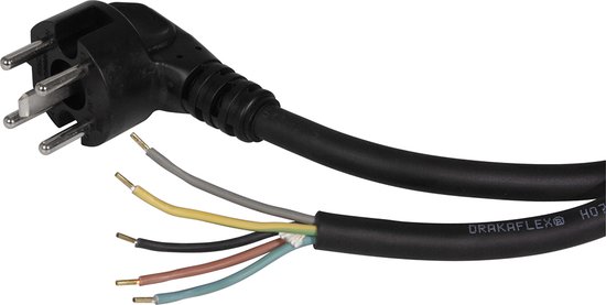 Scanpart Perilex aansluitkabel 2 meter - Geschikt voor elektrische oven fornuis kookplaat - Zwart - Voorgemonteerd