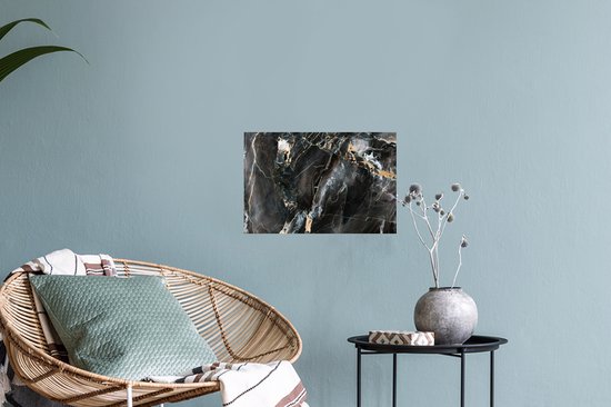 Stickers muraux - Film autocollant - Marbre - Zwart - Or - Motif - 30x20 cm - Film adhésif - Stickers muraux muraux Chambre d'enfant - Papier peint autocollant - Papier peint autocollant - Film autocollant