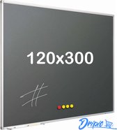 Krijtbord PRO - Magnetisch - Schoolbord - Eenvoudige montage - Geëmailleerd staal - Grijs - 120x300cm -