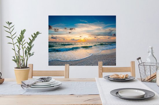 Stickers muraux - Film autocollant - Plage - Mer - Coucher de soleil - 80x60 cm - Film adhésif - Stickers muraux Chambre d'enfant - Papier peint autocollant - Papier peint autocollant - Film autocollant