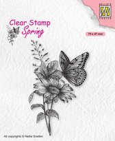 SPCS018 Stamp transparent Nellie Snellen - Butterfly - tampon papillon et fleurs - printemps - papillons