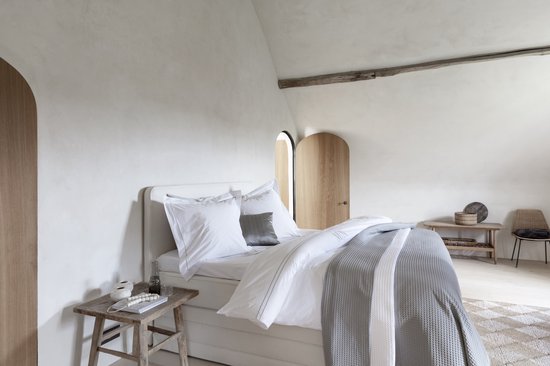 Casilin - Housse de Couette Luxe - Qualité Hotel - Percale de Katoen - Dylan - Passepoil Gris - double - 200x220cm