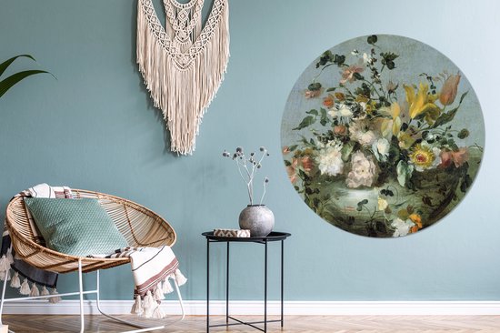 WallCircle - Déco chambre esthétique - Fleurs - Oude Meesters - Baroque - Nature - 120x120 cm - Déco chambre ados - Décoration murale - Peintures ronds
