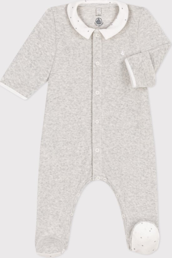 Petit Bateau Pyjama bébé en velours Combishort unisexe - Grijs - Taille 62  | bol.com