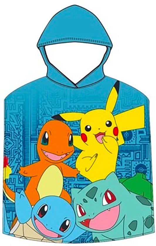 Poncho de bain Pokemon - Poncho - Séchage rapide - 50x100 cm (déplié) - Taille unique (environ 2-5 ans)