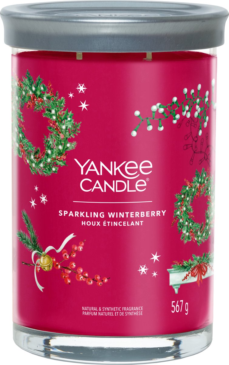 Yankee Candle Sparkling Winterberry Large Tumbler Geurkaars - 100 branduren - twee lonten Rood