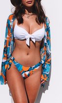 Bikini - 3-delig - Tropische print - Wit - Beauty - Maat L