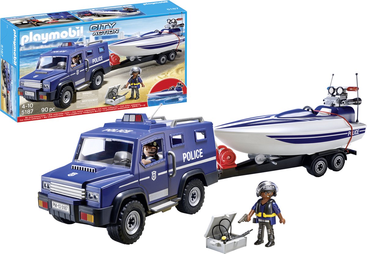 PLAYMOBIL City Action Politietruck met Speedboot - 5187 | bol.com