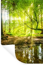 Muurstickers - Sticker Folie - Bos - Landschap - Water - Bomen - Zon - Groen - Natuur - 80x120 cm - Plakfolie - Muurstickers Kinderkamer - Zelfklevend Behang - Zelfklevend behangpapier - Stickerfolie