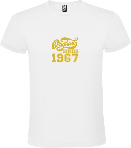 Wit T-Shirt met “Original Sinds 1967 “ Afbeelding Goud Size XXXXL