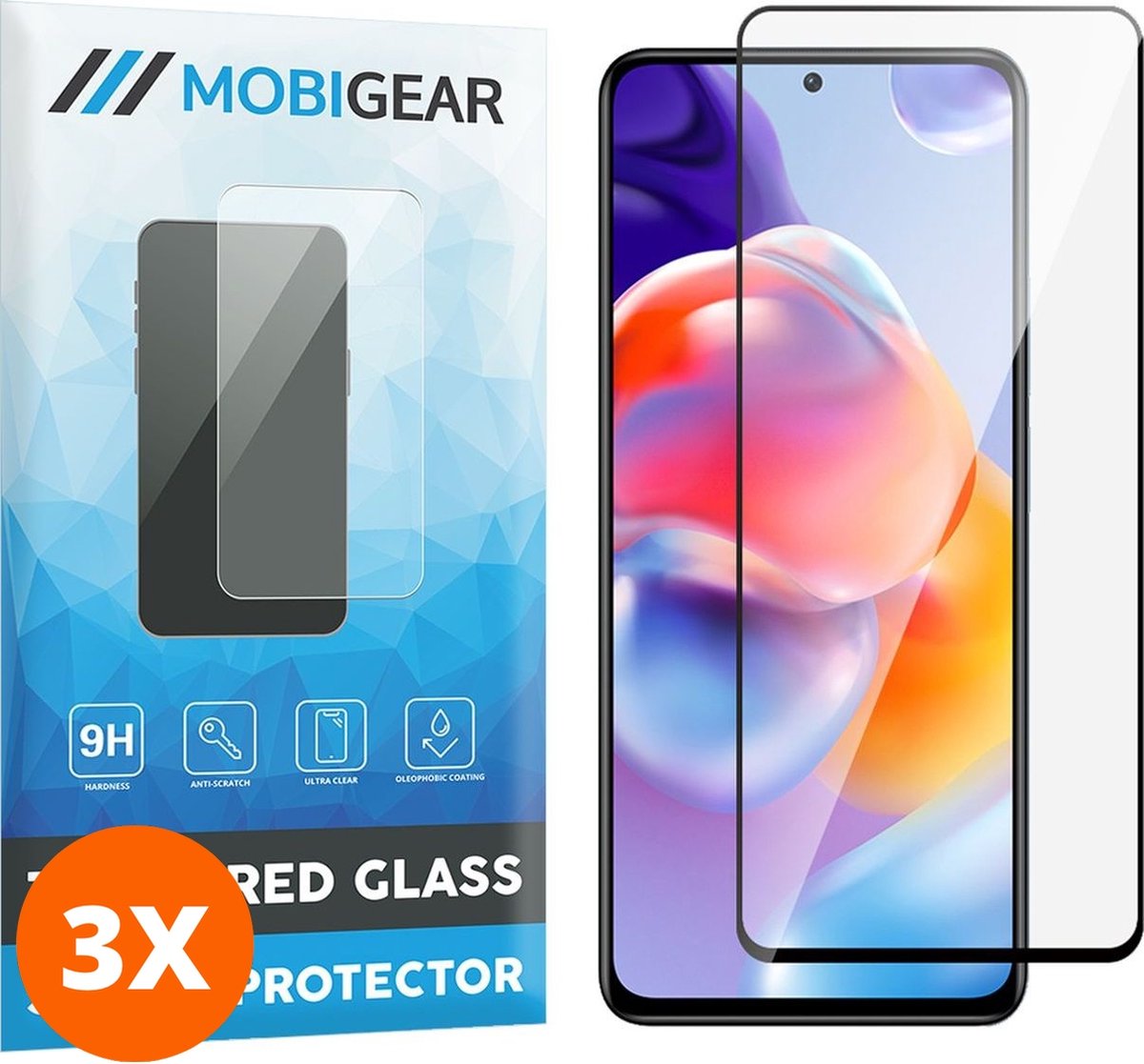 Mobigear Screenprotector geschikt voor Xiaomi Redmi Note 11 Pro Plus 5G Glazen | Mobigear Premium Screenprotector - Case Friendly - Zwart (3-Pack)