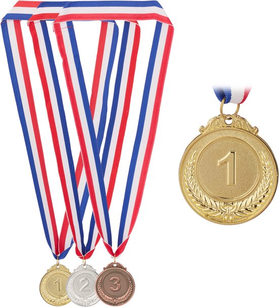 Médailles Relaxdays pour enfants - lot de 3 - médailles pour enfants avec  ruban 