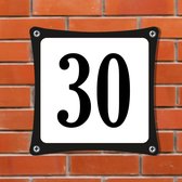 Namengigant Huisnummerbord Emaille-Look - Nummer 30 - Standaard - 10 x 10 cm | incl. schroeven