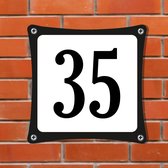 Namengigant Huisnummerbord Emaille-Look - Nummer 35 - Standaard - 10 x 10 cm | incl. schroeven