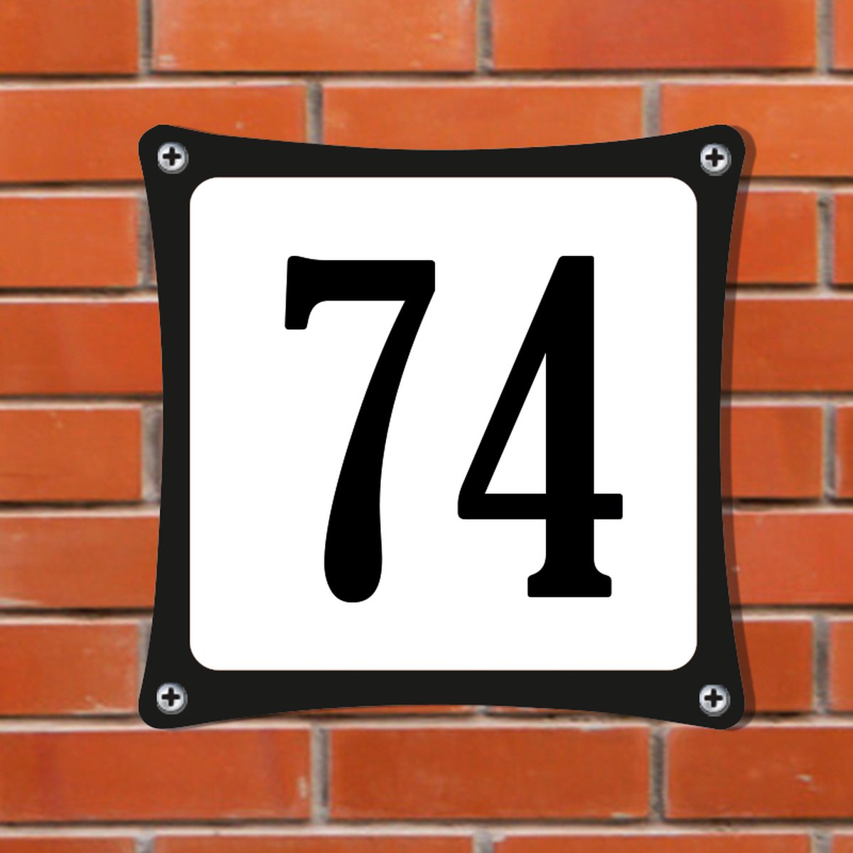 Namengigant Huisnummerbord Emaille-Look - Nummer 74 - Standaard - 10 x 10 cm | incl. schroeven