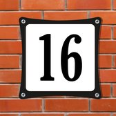 Namengigant Huisnummerbord Emaille-Look - Nummer 16 - Standaard - 10 x 10 cm | incl. schroeven