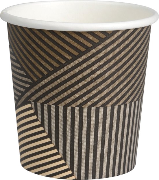 CyrusCoffee tasse à café 10cl 50 pièces - Hot cup Lines, ABENA Gastro, 6cm, Ø6.2cm, 10 cl, marron, PE/carton, 4 oz