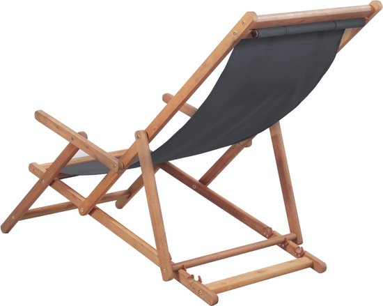 vidaXL Chaise de plage pliante en tissu et structure en bois gris