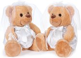 BRUBAKER Teddybeer Bruidspaar - Homohuwelijk - Teddy Set in Witte Trouwjurken - Cadeau voor Huwelijk en Verloving - Huwelijkscadeau voor Vrouwen - Knuffeldieren Vrouwenpaar - 25 cm