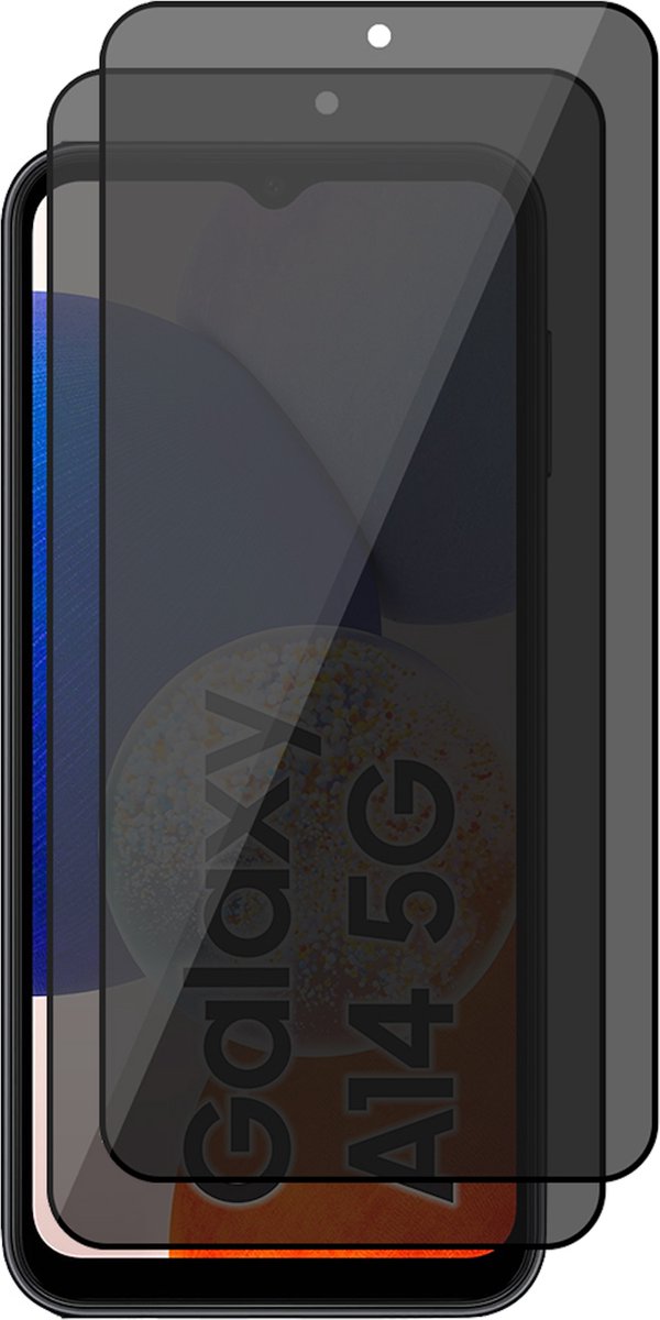 Privacy Screenprotector geschikt voor Samsung Galaxy A14 - 2x Glas Screen Protector FullGuard