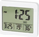Nor Tec - Thermometer - Binnen Thermometer - Thermometer met Klok - Klok - Digitale thermometer - 1x Wit.