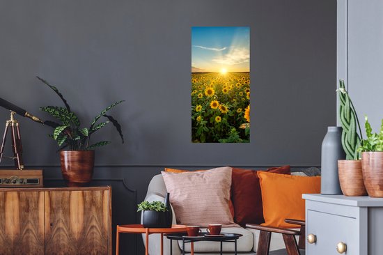 Stickers muraux - Sticker Foil - Coucher de Soleil - Fleurs - Tournesol - Horizon - Paysage - 40x80 cm - Film Adhésif - Stickers muraux Chambre Enfant - Papier Peint Auto Adhésif