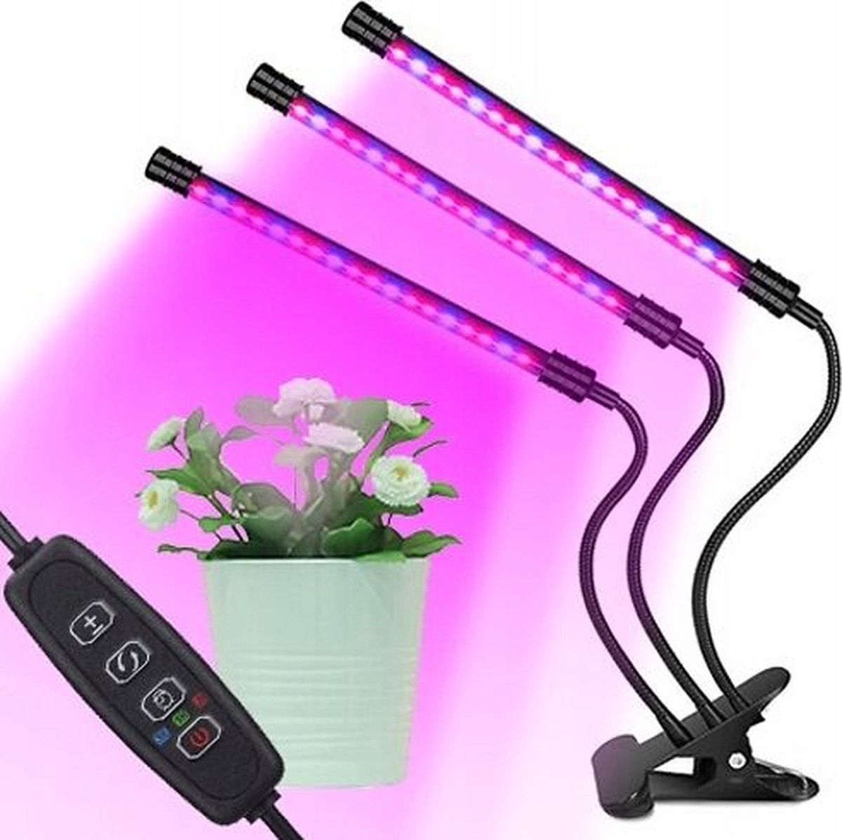 3 Armige LED groeilamp - Bloeilamp met Klemspot- Kweeklamp LED Strip Kweeklamp LED voor planten - Moestuin - Automatische Timer - Plantenverzorging - Full Spectrum Rood (620-630nm)/Blauw (460-470nm)