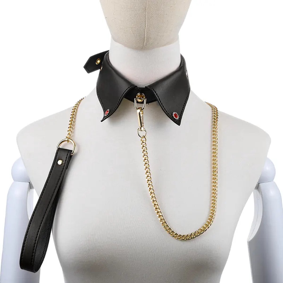 Halsband zwart - Bondage - BDSM - multifunctionele aanhaker